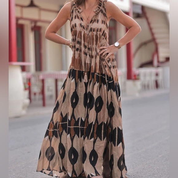 Bianca Paris Maxi Dress Abstract Print Sleeveless Boho Summer Party Dress TU - Picture 1 of 9